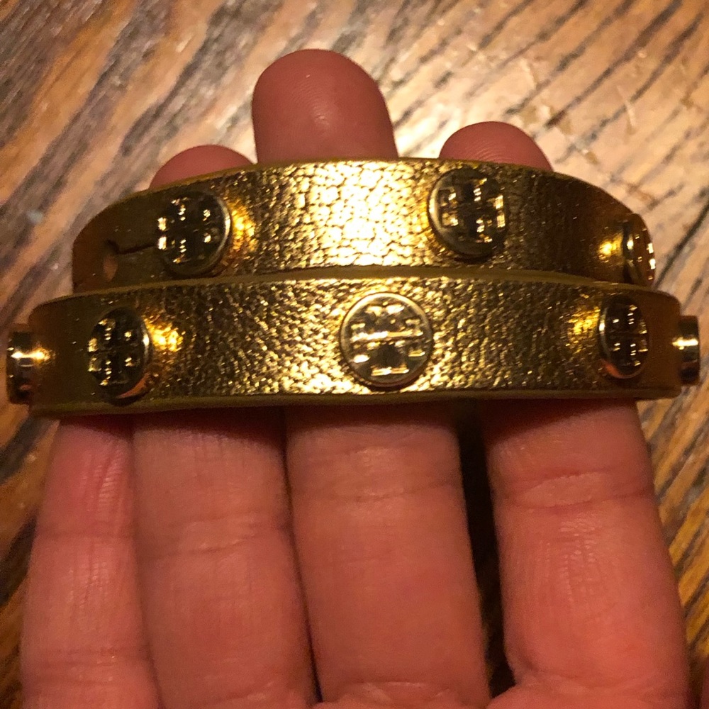 Tory Burch leather metallic bracelet